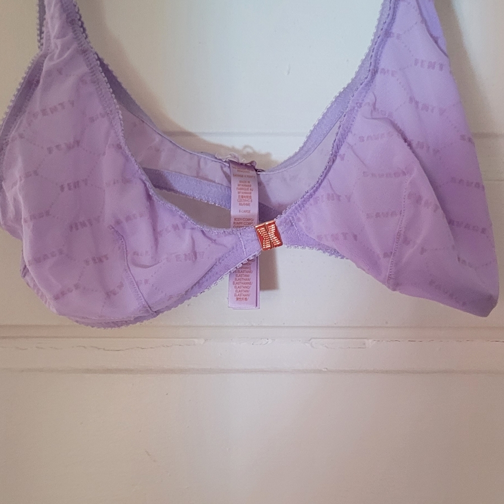 Savage X Fenty flocked front closure bra, purple sz x large